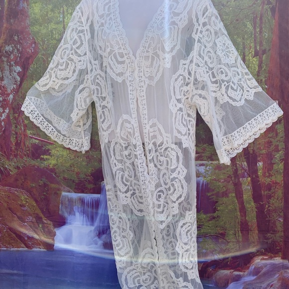 FAVLUX Other - Favlux Ivory Lace/ Embroidered Swim Cover/ Kimono